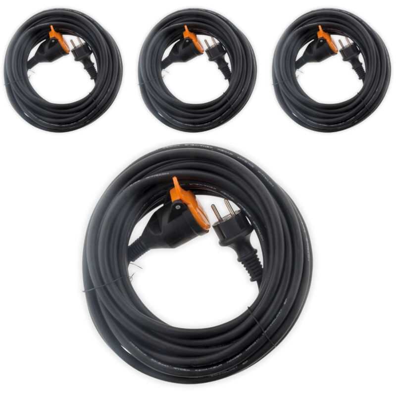 Lot de 4 prolongateurs pour chantier HO7RN-F 16A 3G2,5mm² 10m - Noir Zenitech