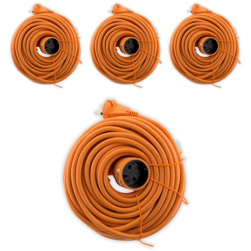 Lot de 4 prolongateurs 16A HO5VV-F 2x 1,5mm² 2P sans terre - Orange 40m Zenitech