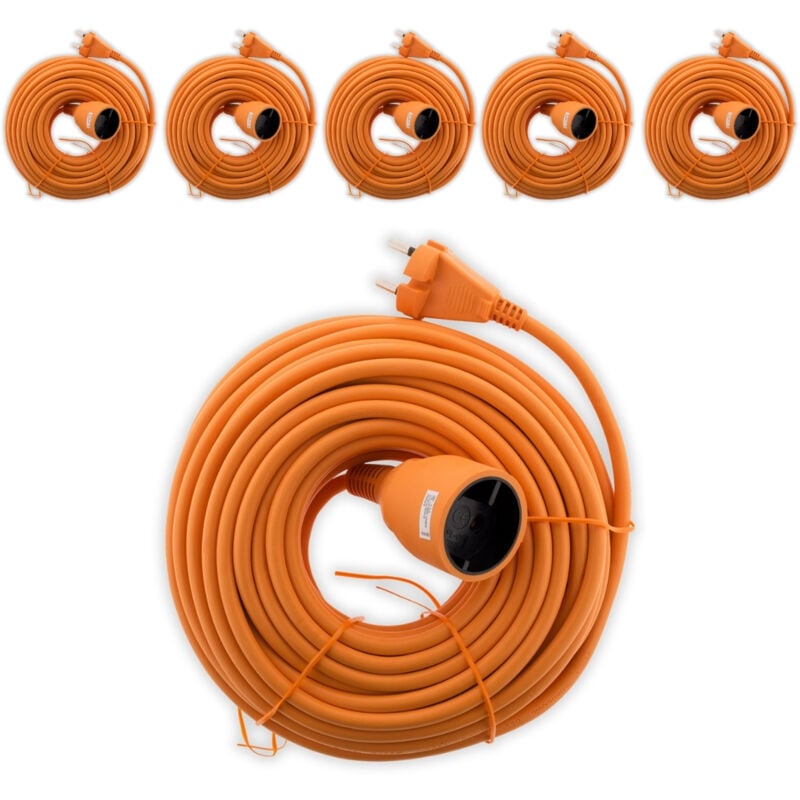 Lot de 6 rallonges Schuko 16A HO5VV-F 2x1,5mm² 25m - Orange Zenitech