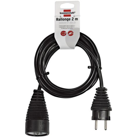 Rallonge électrique prolongateur d'intérieur - IP20 Blanc - 2m - H05VV-F 3G1,0