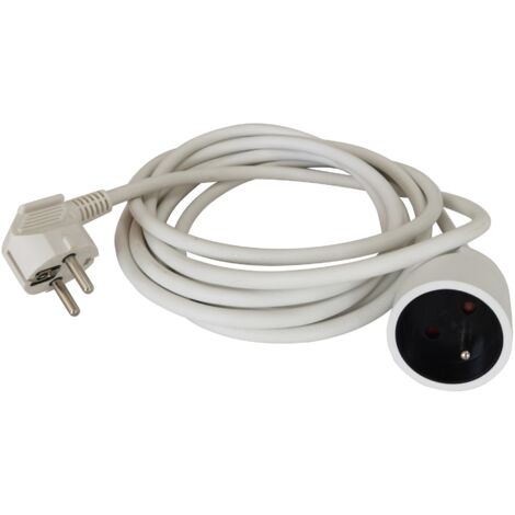 Rallonge électrique RS PRO 5m, 1 prise prises FR 2P+T, 230V 16A, IP20 ( Prix pour 1 )