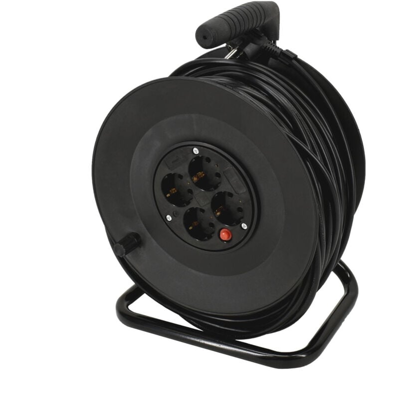 Rallonge électrique sur enrouleur - 4 prises Schuko - Câble 50m - 3x1,5mm²