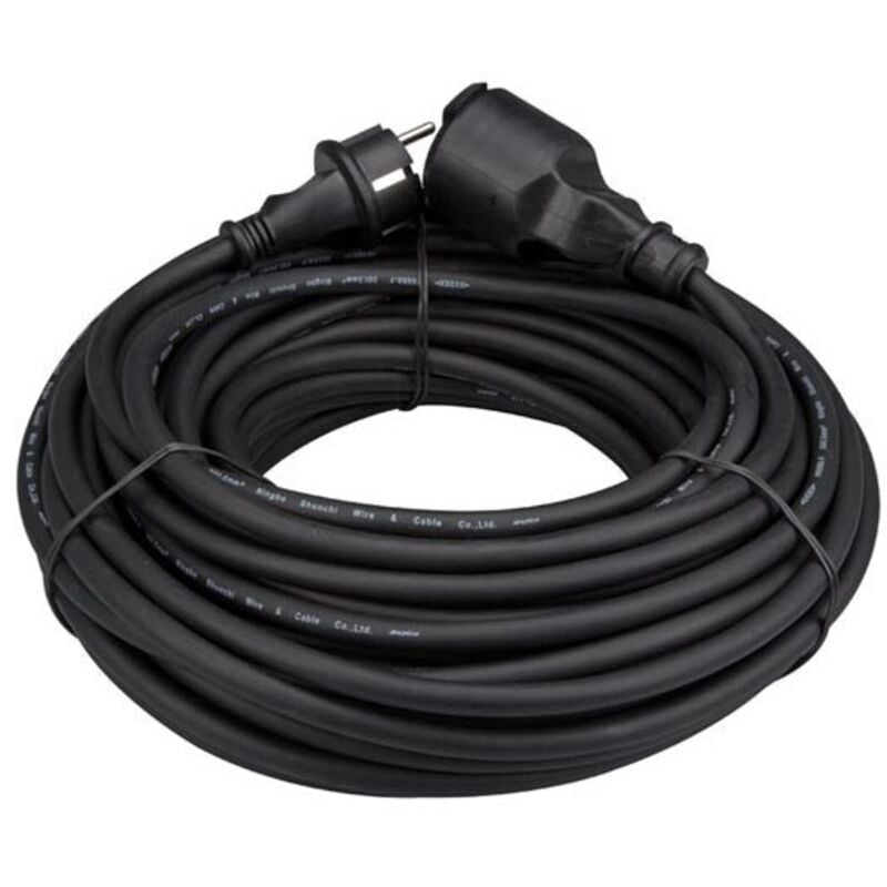 Perel - rallonge en caoutchouc - 25 m - noir - 3G1.5 - terre française