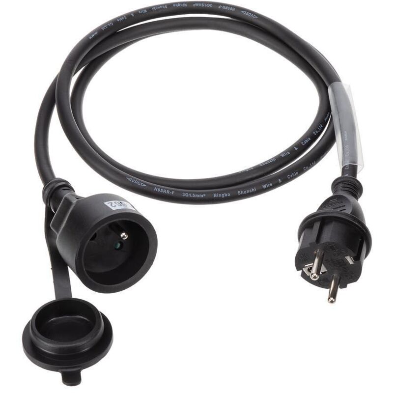 RALLONGE EN CAOUTCHOUC AVEC GAINE RÉTRACTILE - 3G2.5 - 1.5 m - TERRE FRANÇAISE