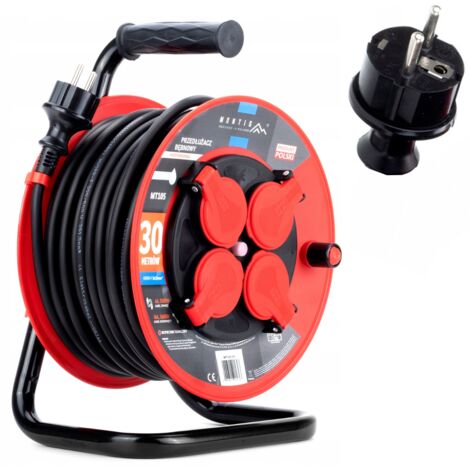 Rallonge enrouleur PROFESSIONAL 4x2p+Z IP44 16A 3680W 3x1,5 30m noir
