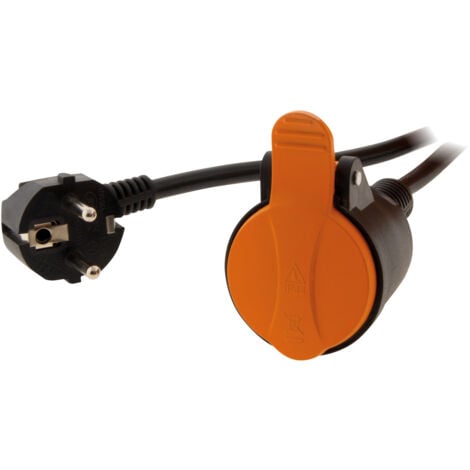 Rallonge étanche 2P+T H07RN-F 3x 1,5mm² 10m avec clip de fixation - Orange - Zenitech