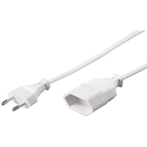 Rallonge Europlug, 3 m, blanc, Europlug (type C, CEE 7/16)  Fiche Euro (type C, CEE 7/16). Longueur de câble 3 m