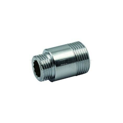 Rallonge filetée lg 30 mm mâle 1/2 - mâle 3/4 chrome