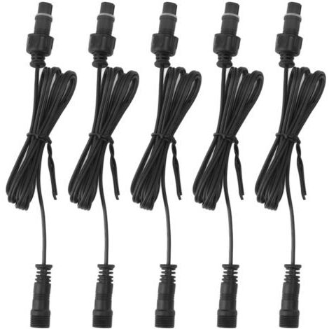 Rallonge Guirlande 1M/3.3FT Rallonge Électrique 2 Broches,5 PCS, IP67 Étanche Connecteurs pour Éclairage de Noël Extérieur, projecteurs solaires, lumières de Jardin