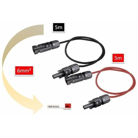Rallonge MC4 10 mètres (2 x 10m) fil panneau solaire - 4mm2 OU 6mm2