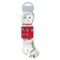 Rallonge multiprise 3 prises 2P+T 16A 230V avec cordon 1,5m - Blanc et gris