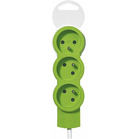 Rallonge multiprise 3 prises de courant 2P+T 16A 230V avec cordon 1,5m - vert