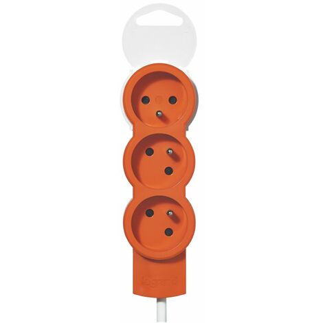 Rallonge multiprise 3x2P+T 16A - 230V - Cordon 1,5m - Orange - Legrand