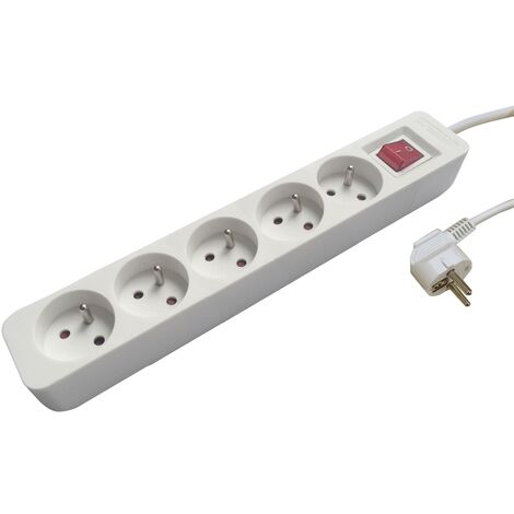 rallonge multiprise - 5 x 2p+t - 3g1.5 mm2 - h05vv-f - avec interrupteur - bizline 701009