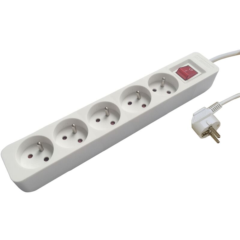 Rallonge multiprise - 5 x 2p+t - 3g1.5 mm2 - h05vv-f - avec interrupteur Bizline 701009