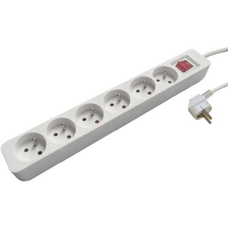 rallonge multiprise - 6 x 2p+t - 3g1.5 mm2 - h05vv-f - avec interrupteur - bizline 701010