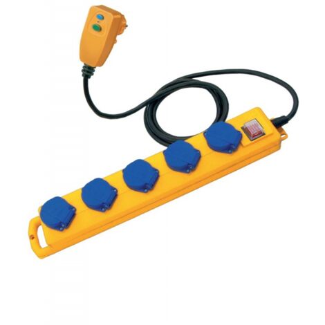 Rallonge multiprises 5 prises Avec capuchons de protection Jaune 5 m H07RN-F3G1,5