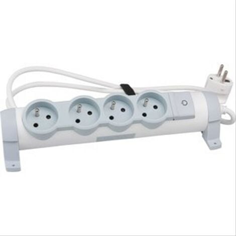 049464 Multiprise avec bloc rotatif de 3 prises 2P+T Surface 16A 230V et  interrupteur à câbler - blanc et gris foncé - professionnel