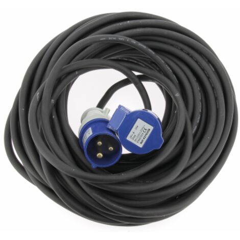 Rallonge néoprène CEE 17 30m – 1,5 mm² pour camping-car et van – Raccordement conforme normes CEE 17 – Utilisation terrains de camping – Haba