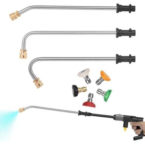 Rallonge Nettoyeur Haute Pression,Lance pour Gouttières,Prolongateur Laveuse Pression avec 5 Buses Pulvérisation - Extérieur : jardin, terrasse, sol