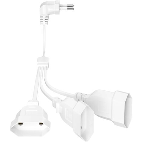 Rallonge Plate 3 en 1, Câble D'Extension Euro, Rallonge Prise Plate, Rallonge Fiche Plate pour TV Ordinateur Moniteur Beamer Lampe Appareils Ménagers (Blanc)