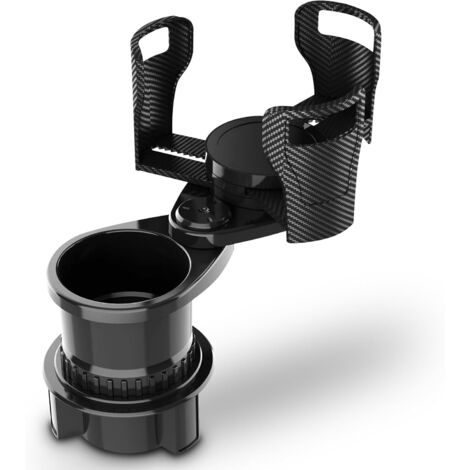 Rallonge Porte-Gobelet Voiture 2 en 1 - ABS Noir - Base Réglable 360° - Pour Bouteille et Téléphone - Console Centrale
