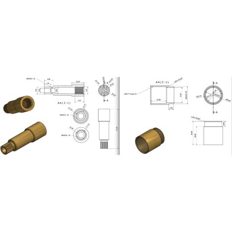 BAGNOCLIC Rallonge pour mécanisme tête avec broche 8/18 et manchon fileté 26x18 mm