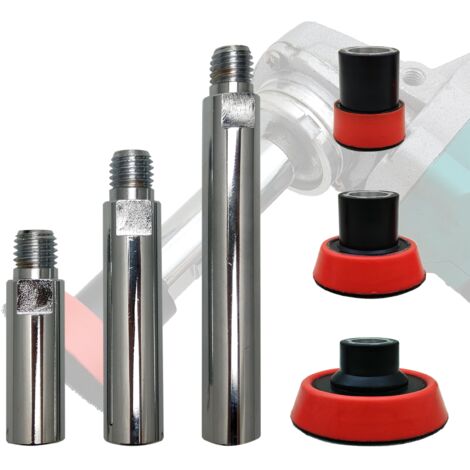Rallonge pour meuleuse d'angle avec filetage 5/8"-11, plaque d'appui pour tampon, tige de connexion 3", 4" et 5,5" avec tampon de polissage 1", 2" et 3", rallonge pour tampon pneumatique pour meuleuse
