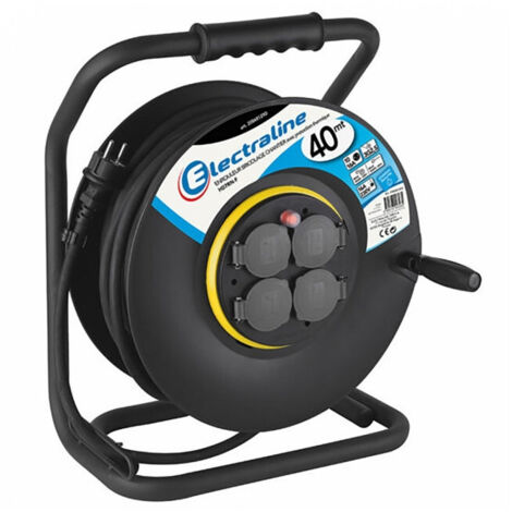 Rallonge Prolongateur électrique IP44 Profesionnelle 40M avec enrouleur Noir, Section 3G2,5 mm