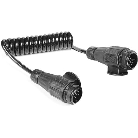 Rallonge Remorque 13 vers 13 Broches 12v 1.8m,8 Fils Spirale Câble Faisceau Extension 13roches Mâle et Mâle,Adaptateur Convertisseur Remorque Rallonge Connexion Électrique CE