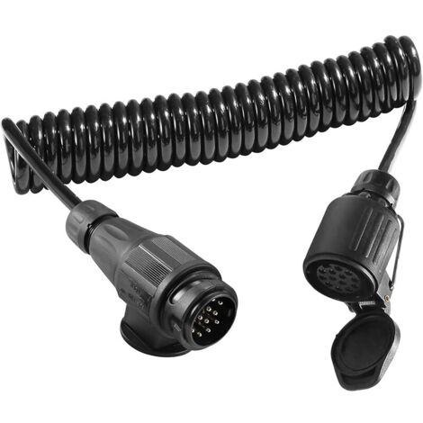Rallonge Remorque 13 vers 13 Broches 12v 2.8m,Spirale Câble Faisceau Extension13 Broches à 13Broches Mâle et Femelle,Adaptateur Convertisseur Remorque CE pour RV Tracteur Voiture Porte-Vélos