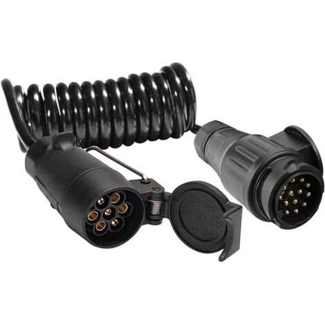 Rallonge Remorque 13 vers 7 Broches 12v 1.8m,Spirale Câble Faisceau Extension 13 à 7broches Mâle et Femelle,Adaptateur Convertisseur Remorque CE pour RV Tracteur Voiture Porte-Vélos