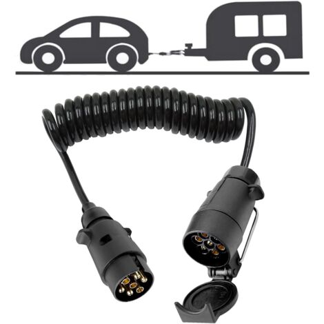 Rallonge Remorque 7 Broches 3m Spirale Extension Câble Rallonge Prise Remorque Connecteur de Câble de Printemps de Câblage Prise par Caravane Camion RV Tracteur Voiture Porte-Vélos