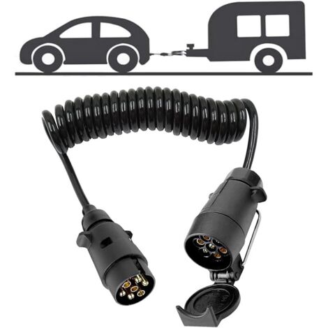 Rallonge Remorque 7 Broches 3m Spirale Extension Câble Rallonge Prise Remorque Connecteur de Câble de Printemps de Câblage Prise par Caravane Camion RV Tracteur Voiture Porte-Vélos