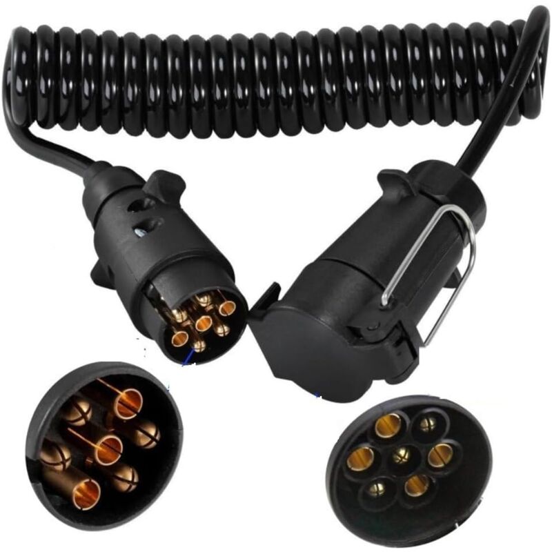Rallonge Remorque 7 Broches,Câble de Rallonge 2 Mètres,Faisceau Remorque 7 Broches,Prise Remorque 7 Broches pour Camion Remorque Caravane RV