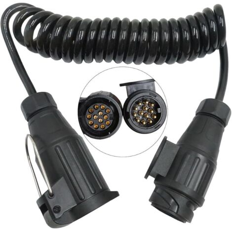 Rallonge Remorque Câble 13 Broches Extension Câble Rallonge Spirale 3m Faisceau Extension Rallonge Spirale Rallonge Prise Remorque 12V par Caravane Camion RV Tracteur Voiture Porte-Vélos
