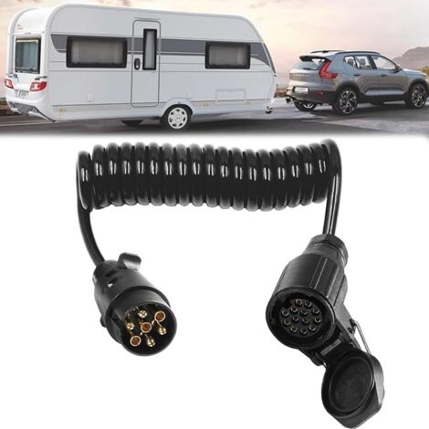 Rallonge Remorque Câble 7-13 Broches Male Femelle Extension câble 2,5m 12V Rallonge Prise Remorque Faisceau Extension Rallonge Spirale par Caravane Camion RV Tracteur Voiture Porte-Vélos