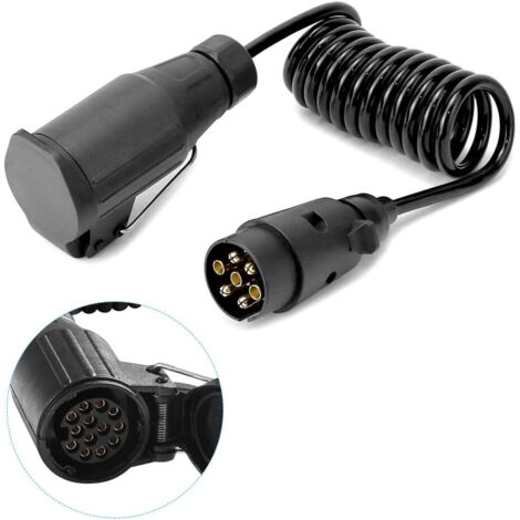 Rallonge Remorque - Cordon Spirale 7 Broches - 2 M - Adaptateur Électrique 12 V - Pour Remorques Voiture Caravane Camion Tracteur - 1 Pièce