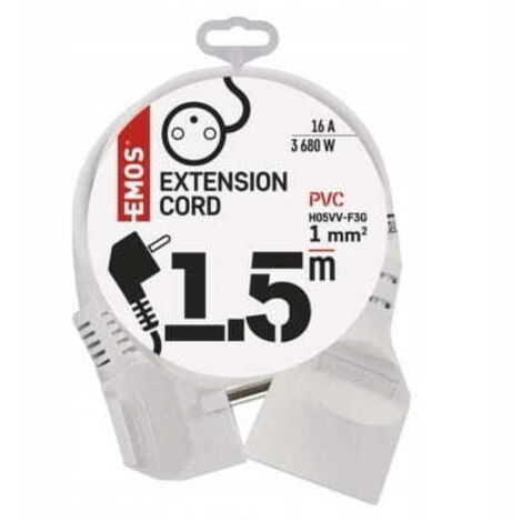 Rallonge simple avec terre 1 prise 1,5 m blanche