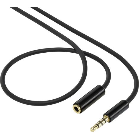 Rallonge SpeaKa Professional SP-7870552 Jack audio [1x Jack mâle 3.5 mm - 1x Jack femelle 3.5 mm] 1.00 m noir contacts dorés, gaine ultra-douce R848261