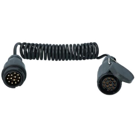 RALLONGE SPIRALE 3 METRES POUR REMORQUE 13 BROCHES MALE/13 BROCHES FEMELLE