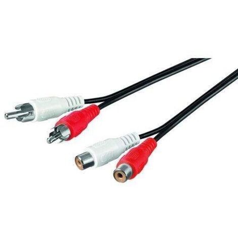 Rallonge Stéréo 2x RCA, 2 connecteurs Cinch (audio à gauche/droite)  2 prises femelles Cinch (audio à gauche/droite). Longueur de câble 1.5 m