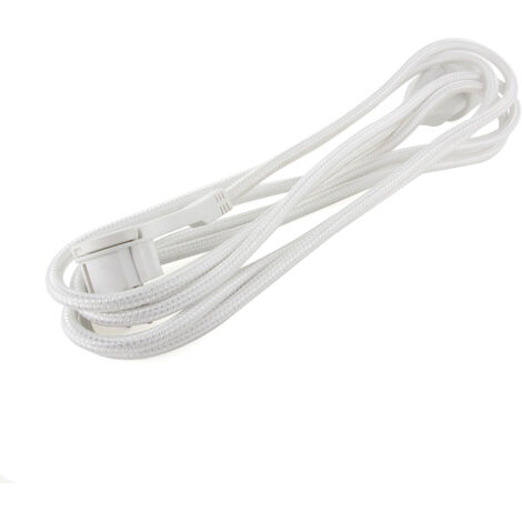 Rallonge textile blanche - avec fiche plate blanche - 3m