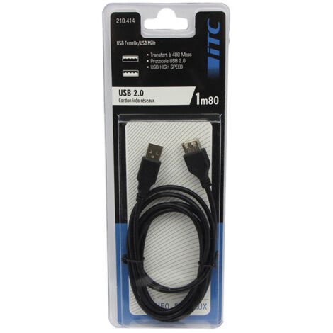 Rallonge usb-a 2.0 1.8m longueur 1.8 - usb-a m/f Itc 302420