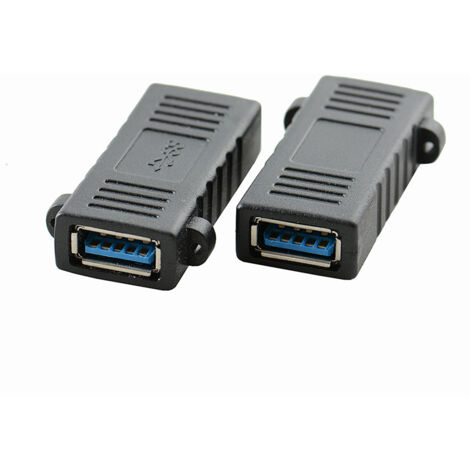 Rallonge USB femelle-femelle, connecteur double femelle USB 3.0A avec adaptateur de fixation pour oreillettes