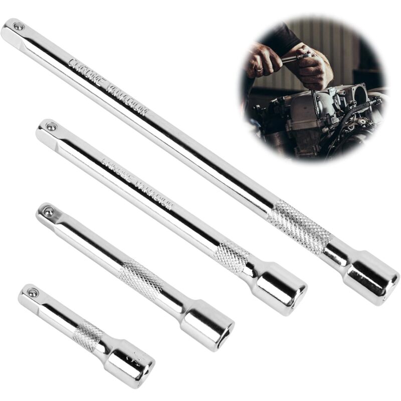 Rallonges de clés à douille Jeu de 4 rallonges 1/4 pouce outil douille extension, Prolongateur Cliquet, pour Clé à Cliquet Manuelle/Pneumatique 50mm,