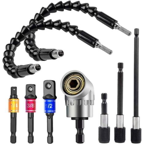 Rallonges de tuyau flexibles, raccords coudés de 1/2 pouce, 3/8 pouce et 1/4 pouce, un ensemble d'adaptateurs de raccords rivetés colorés, 2 tiges flexibles + 3 bouchons + 3 tiges + petits coudes arge