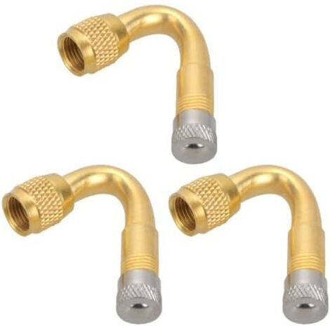 Rallonges de Valve Pneu 3pcs en Cuivre Or, Rallonge Gonfleur Multi-Usage pour Voiture et Camping-Car, Outil D'inflation Pneus à 45 Degrés -