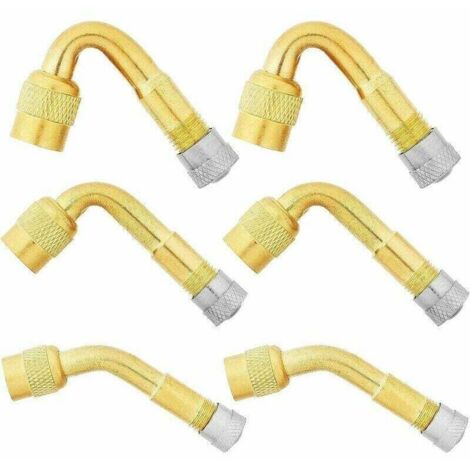 Rallonges de valve pour pneus – Lot de 6 embouts coudés (45°, 90°, 135°) en laiton chromé pour voiture, camion, moto, vélo et scooter