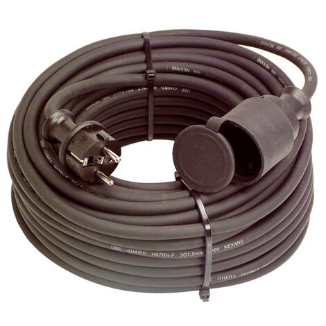 Electraline 20858028D Rallonge Prolongateur électrique IP44 Profesionnelle  étanche 25 m Noir - Section 3G2,5 mm²